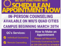 西伊利诺伊大学咨询中心将在QuadCities校区提供面对面的咨询课程