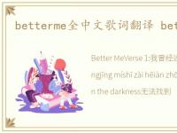 betterme全中文歌词翻译 betterme歌词