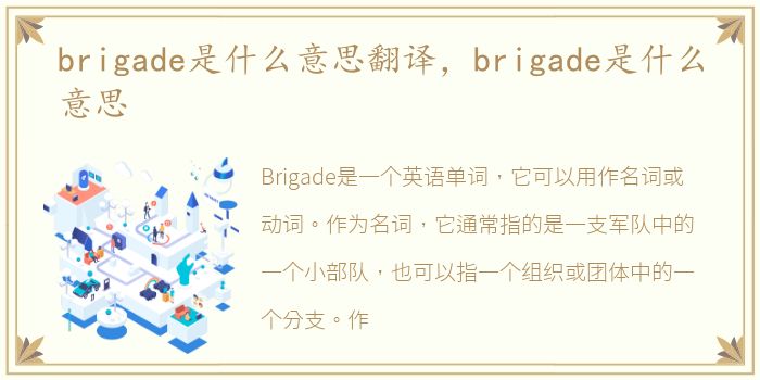 brigade是什么意思翻译，brigade是什么意思