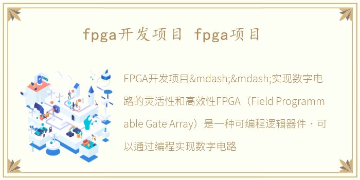 fpga开发项目 fpga项目