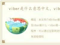 viber是什么意思中文，viber是什么